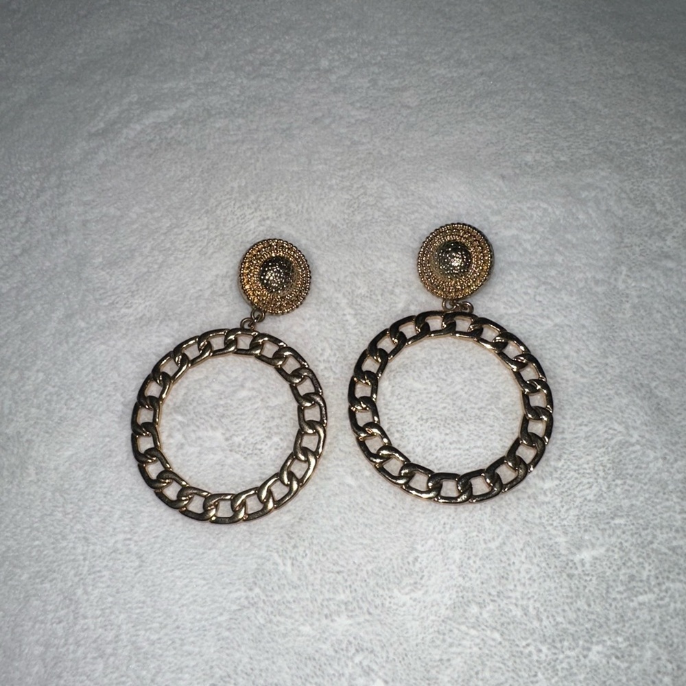 Express Gold Chain Hoop Earrings